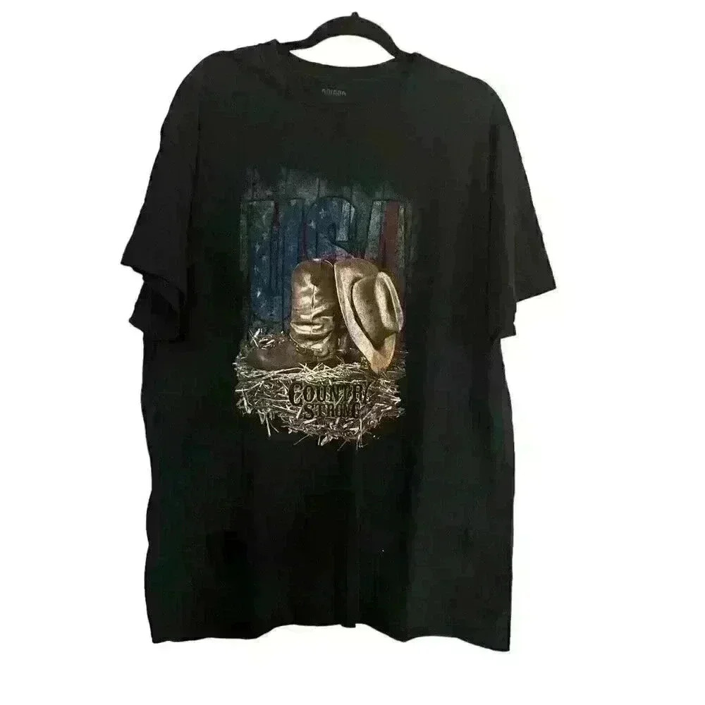 Brisco Brands Size XL USA Country Strong 100% Cotton‎ T-Shirt Patriotic Western